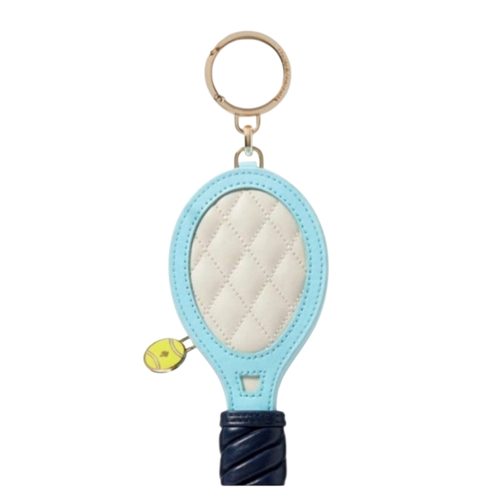 Kate Spade Grand Slam 3D Tennis Raquet Leather Bag Charm Keychain Coin Purse
